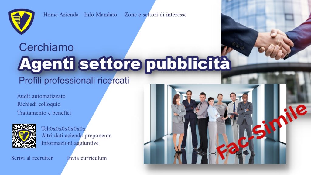 Esemmpio Vetrina di recruiting o landing page di recruiting dei canali settoriali di EvoluzioneVenditori.it